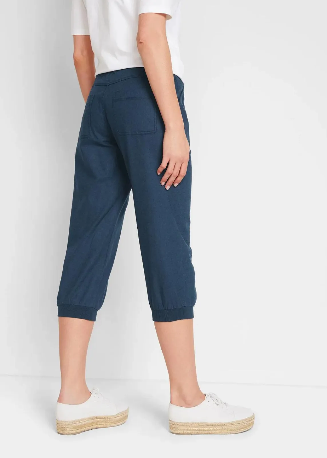 bonprix Hosen|Bekleidung·Kleider^3/4 Hose aus Baumwoll-Leinen-Mix dunkelblau