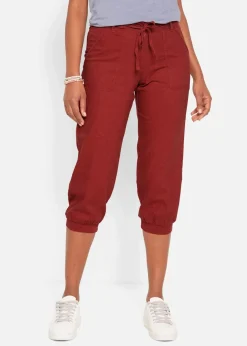 bonprix Bekleidung·Kleider|Hosen^3/4 Hose aus Baumwoll-Leinen-Mix mahagonirot
