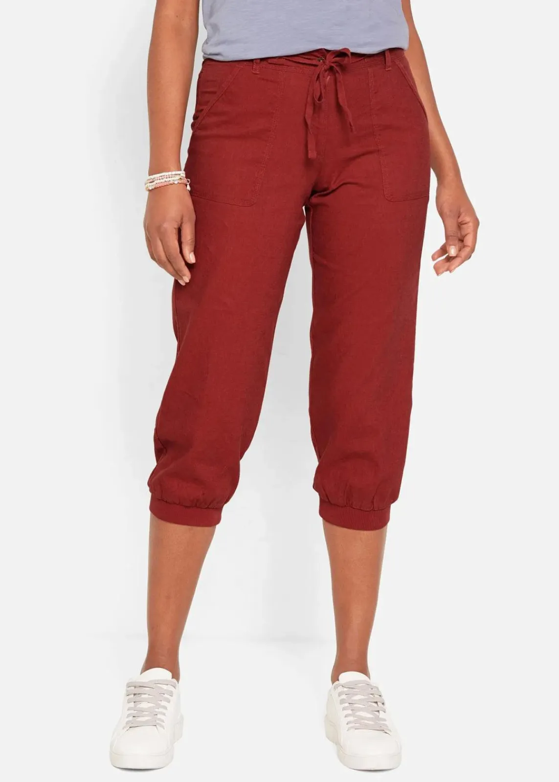 bonprix Bekleidung·Kleider|Hosen^3/4 Hose aus Baumwoll-Leinen-Mix mahagonirot