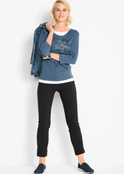 bonprix Shirts & Tops^2 in 1 Baumwoll-Shirt, 3/4-Arm indigo bedruckt