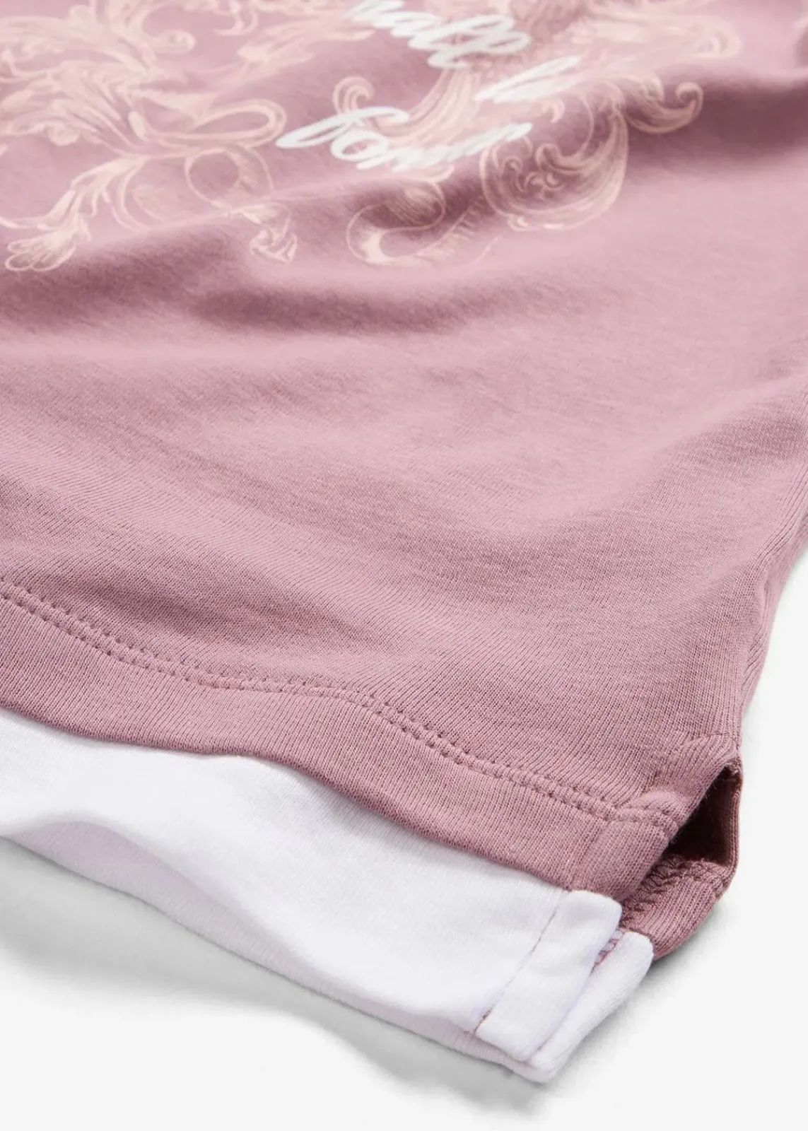 bonprix Shirts & Tops^2 in 1 Baumwoll-Shirt, 3/4-Arm mattviolett bedruckt