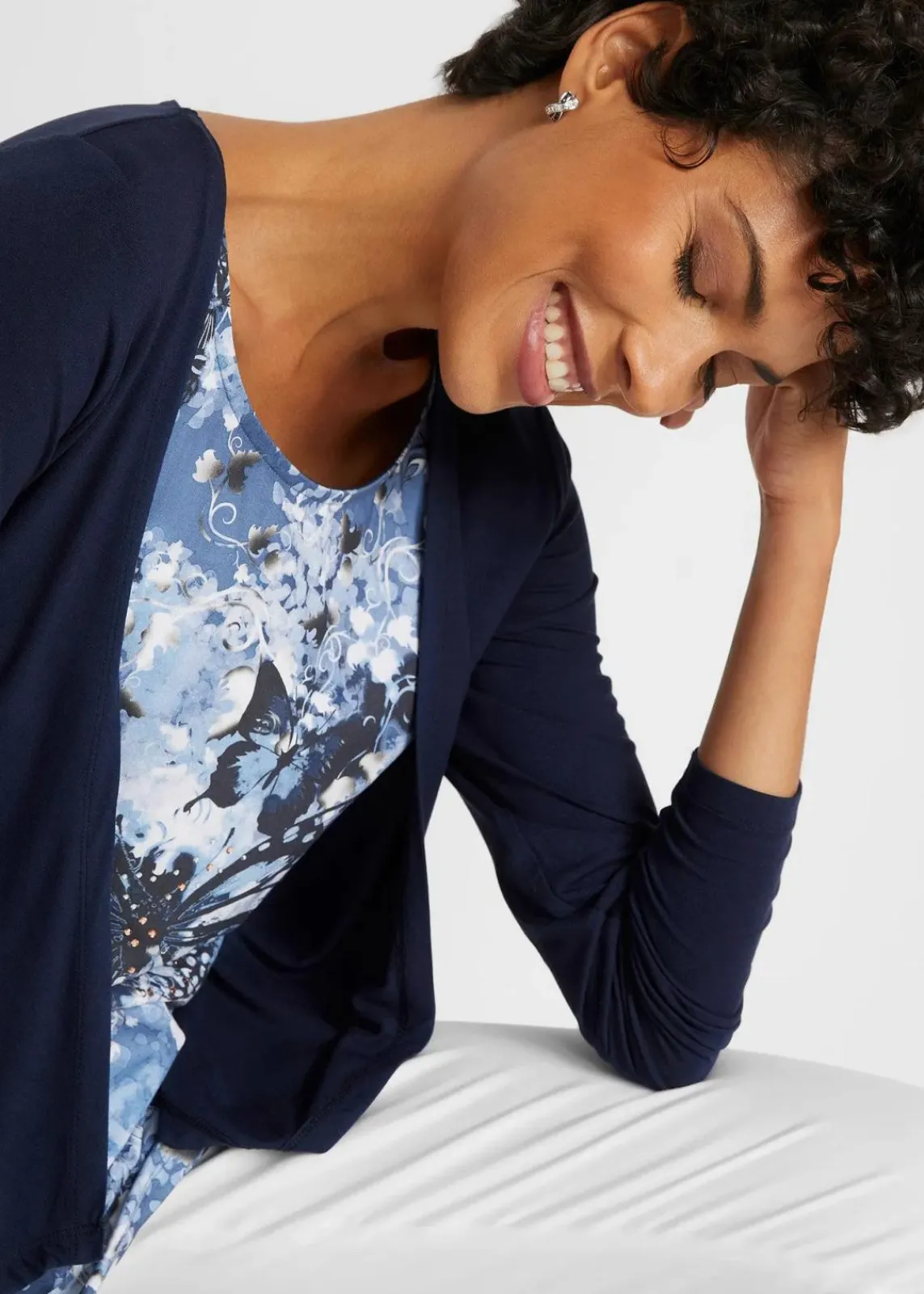 bonprix Shirts & Tops|Nachhaltigere Materialien^2 in 1 Shirt bedruckt dunkelblau bedruckt