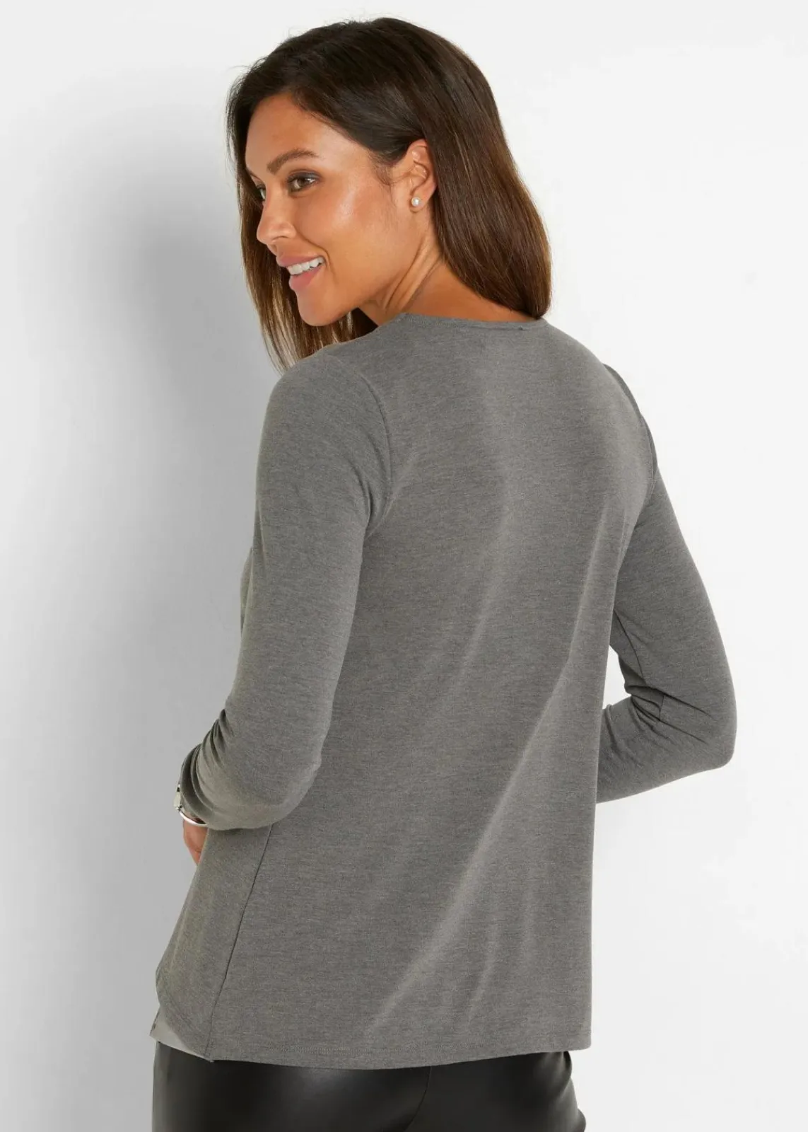 bonprix Shirts & Tops|Nachhaltigere Materialien^2 in 1 Shirt bedruckt anthrazit meliert bedruckt