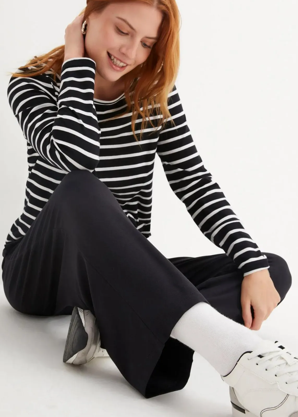 bonprix Bekleidung·Blusen & Tuniken|Bekleidung·Kleider^7/8- Shirthose, High-Waist, 2er-Pack schwarz/schwarz
