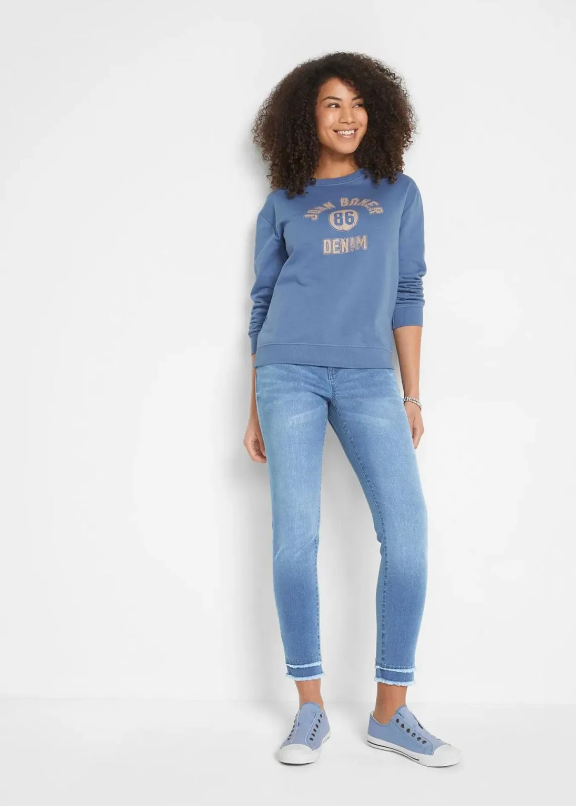 bonprix Bekleidung·Shirts & Tops|Jeans^7/8 Ultra-Soft-Jeans hellblau denim used