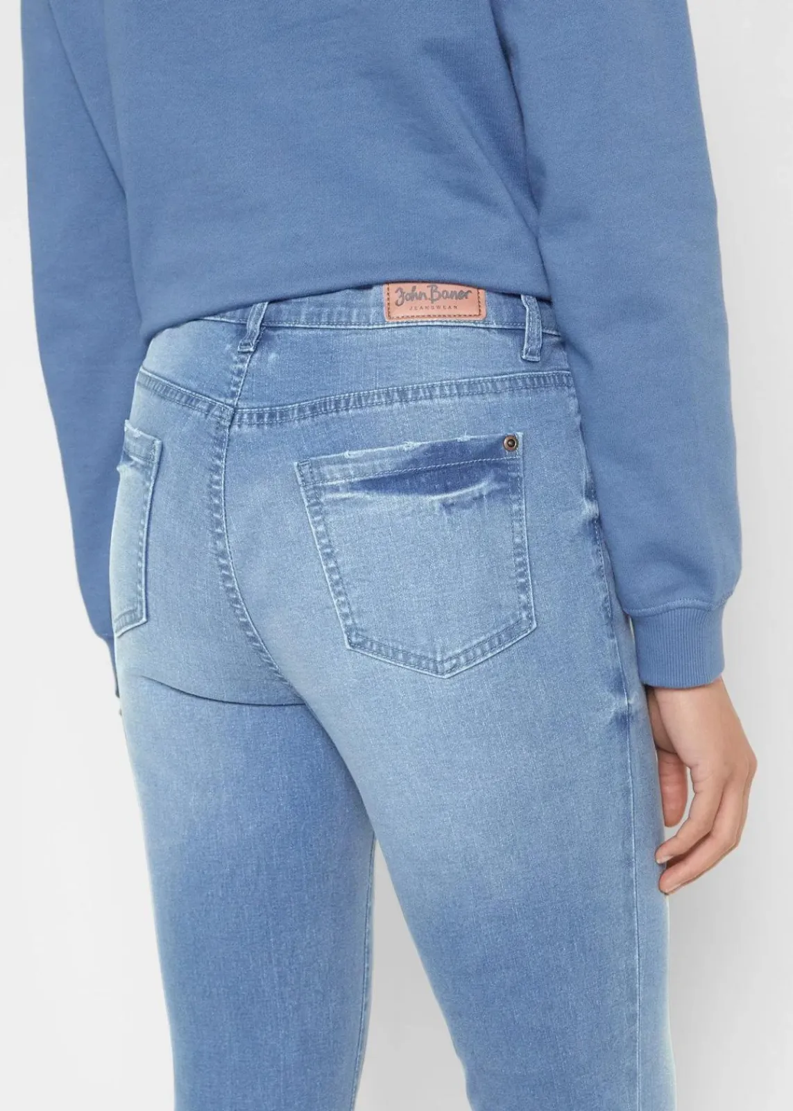 bonprix Bekleidung·Shirts & Tops|Jeans^7/8 Ultra-Soft-Jeans hellblau denim used