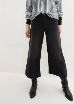 bonprix Jeans|Bekleidung·Shirts & Tops^7/8 Ultra-Soft-Jeans, Culotte schwarz denim used