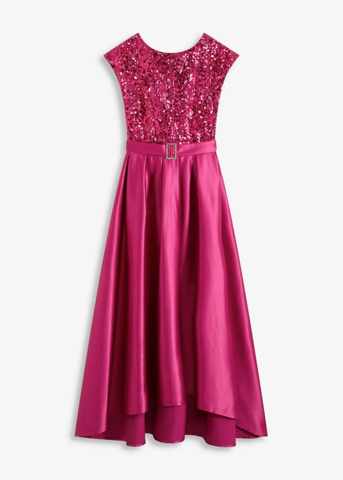 bonprix Festliche Mode|Kleider^Abendkleid aus glänzendem Satin mit Pailletten fuchsiapink