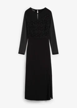 bonprix Bekleidung·Pullover & Strickjacken|Kleider^Abendkleid mit Spitze schwarz