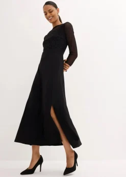 bonprix Bekleidung·Pullover & Strickjacken|Kleider^Abendkleid mit Spitze schwarz