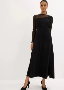 bonprix Kurzgrößen|Festliche Mode^Abendkleid mit Spitze schwarz