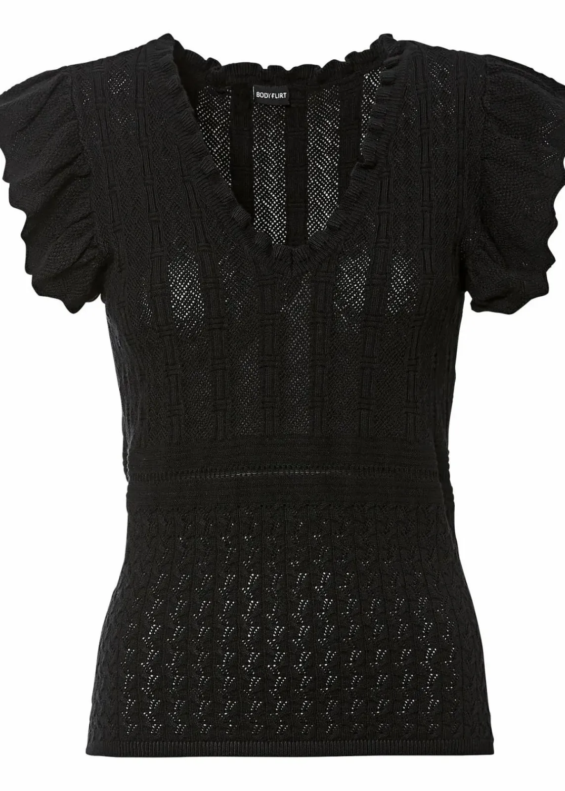 bonprix Strickmode|Shirts & Tops^Ajour knit Shirt schwarz