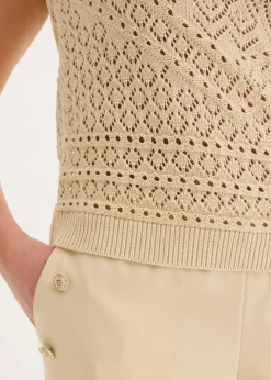 bonprix Bekleidung·Umstandsmode|Strickmode^Ajour Stricktop mit Baumwollanteil hellsand