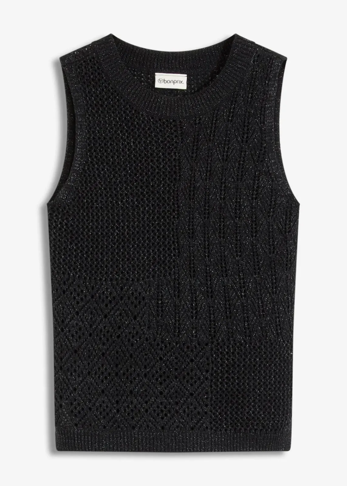 bonprix Bekleidung·Umstandsmode|Strickmode^Ajour Stricktop mit metallisierenden Fasern schwarz/anthrazit