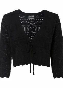 bonprix Pullover & Strickjacken|Bekleidung·Jeans^Ajour-Bolero schwarz