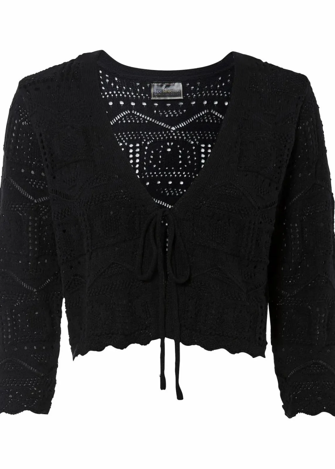 bonprix Pullover & Strickjacken|Bekleidung·Jeans^Ajour-Bolero schwarz