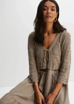 bonprix Bekleidung·Umstandsmode|Strickmode^Ajour-Bolero taupe