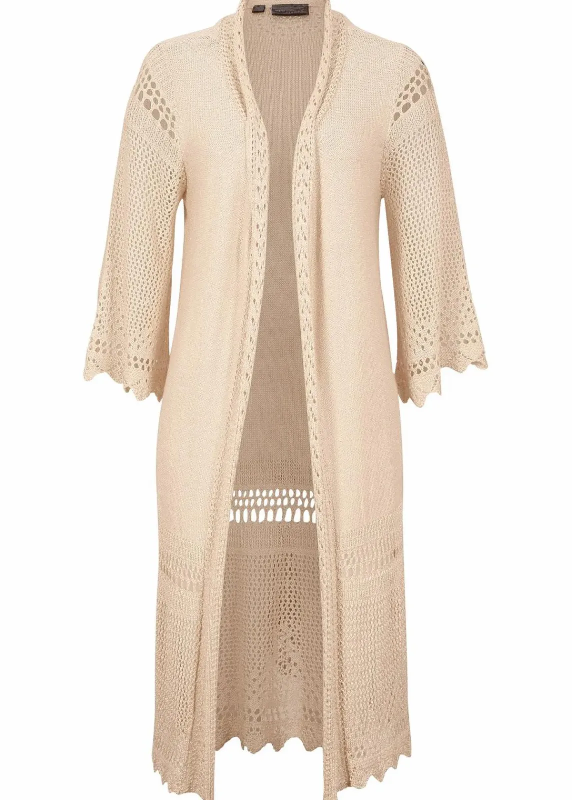 bonprix Bekleidung·Umstandsmode|Bekleidung·Jeans^Ajour-Longstrickjacke beige
