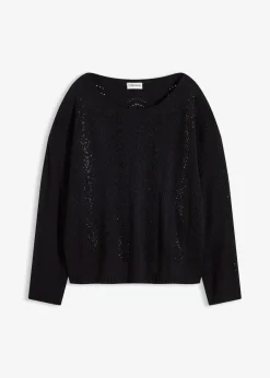 bonprix Bekleidung·Umstandsmode|Bekleidung·Jeans^Ajour-Pullover schwarz