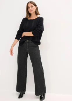 bonprix Bekleidung·Umstandsmode|Bekleidung·Jeans^Ajour-Pullover schwarz