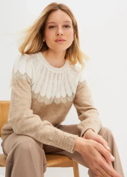 bonprix Pullover & Strickjacken|Strickmode^Ajour-Pullover beige