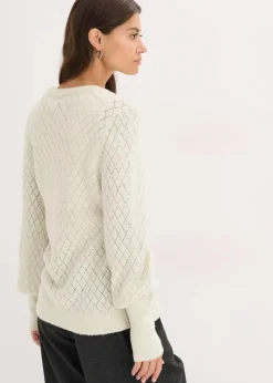 bonprix Bekleidung·Umstandsmode|Bekleidung·Jeans^Ajour-Pullover natur meliert
