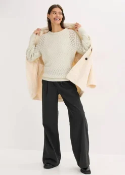bonprix Bekleidung·Umstandsmode|Bekleidung·Jeans^Ajour-Pullover natur meliert
