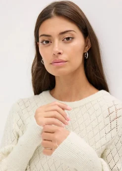 bonprix Bekleidung·Umstandsmode|Bekleidung·Jeans^Ajour-Pullover natur meliert