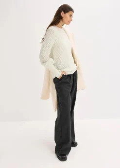 bonprix Bekleidung·Umstandsmode|Bekleidung·Jeans^Ajour-Pullover natur meliert