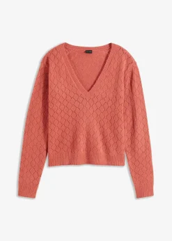 bonprix Bekleidung·Umstandsmode|Bekleidung·Jeans^Ajour-Pullover rhabarber