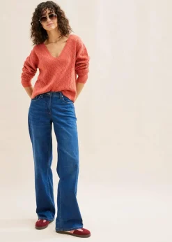 bonprix Bekleidung·Umstandsmode|Bekleidung·Jeans^Ajour-Pullover rhabarber
