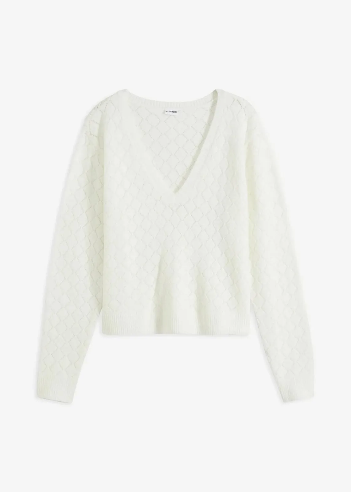 bonprix Bekleidung·Umstandsmode|Bekleidung·Jeans^Ajour-Pullover wollweiß