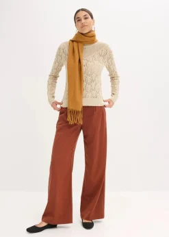 bonprix Bekleidung·Umstandsmode|Bekleidung·Jeans^Ajour-Pullover aus Baumwolle hellsand