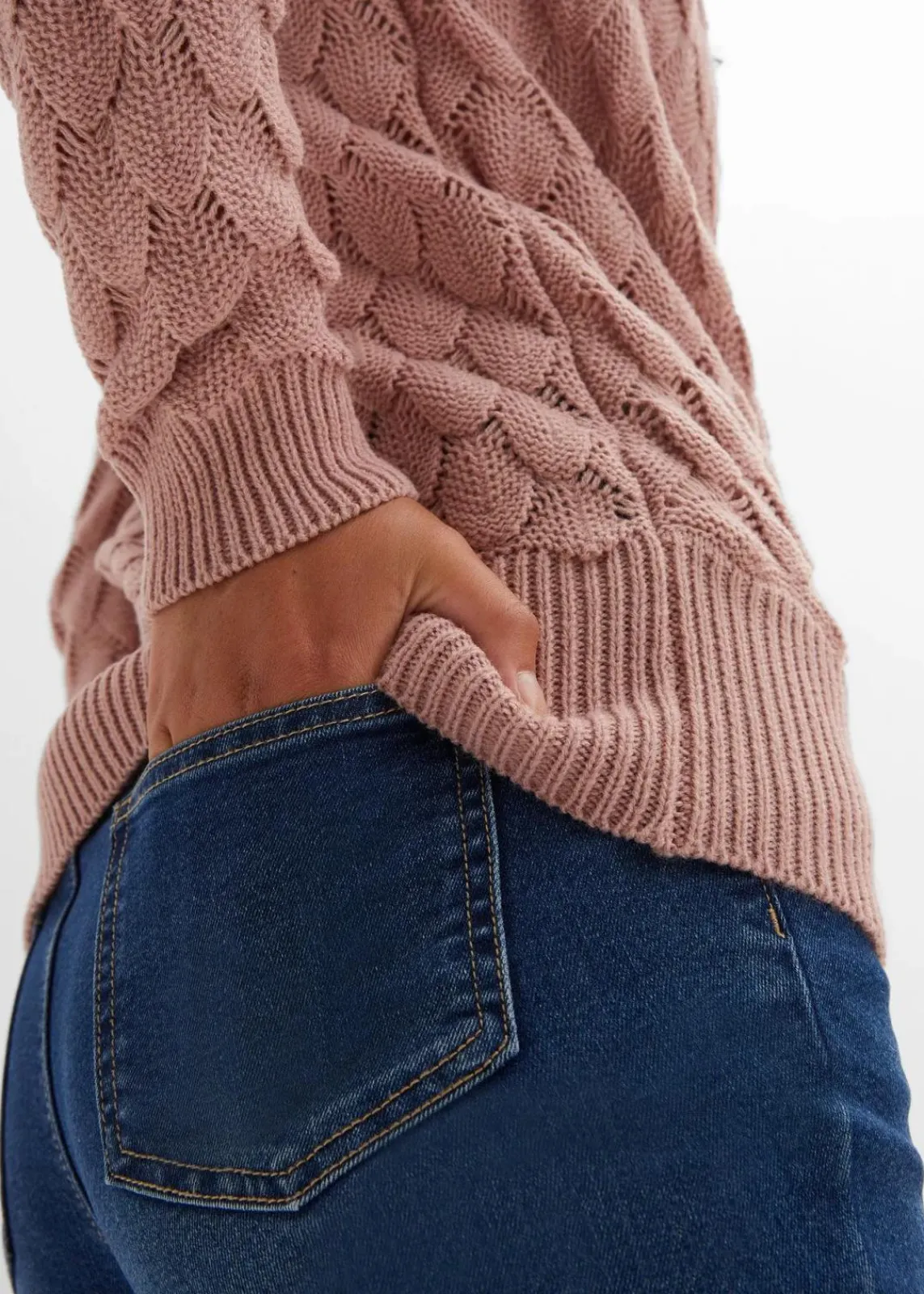 bonprix Bekleidung·Umstandsmode|Strickmode^Ajour-Pullover in Wickeloptik rosenholz