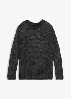 bonprix Bekleidung·Umstandsmode|Bekleidung·Jeans^Ajour-Pullover mit Glitzergarn schwarz