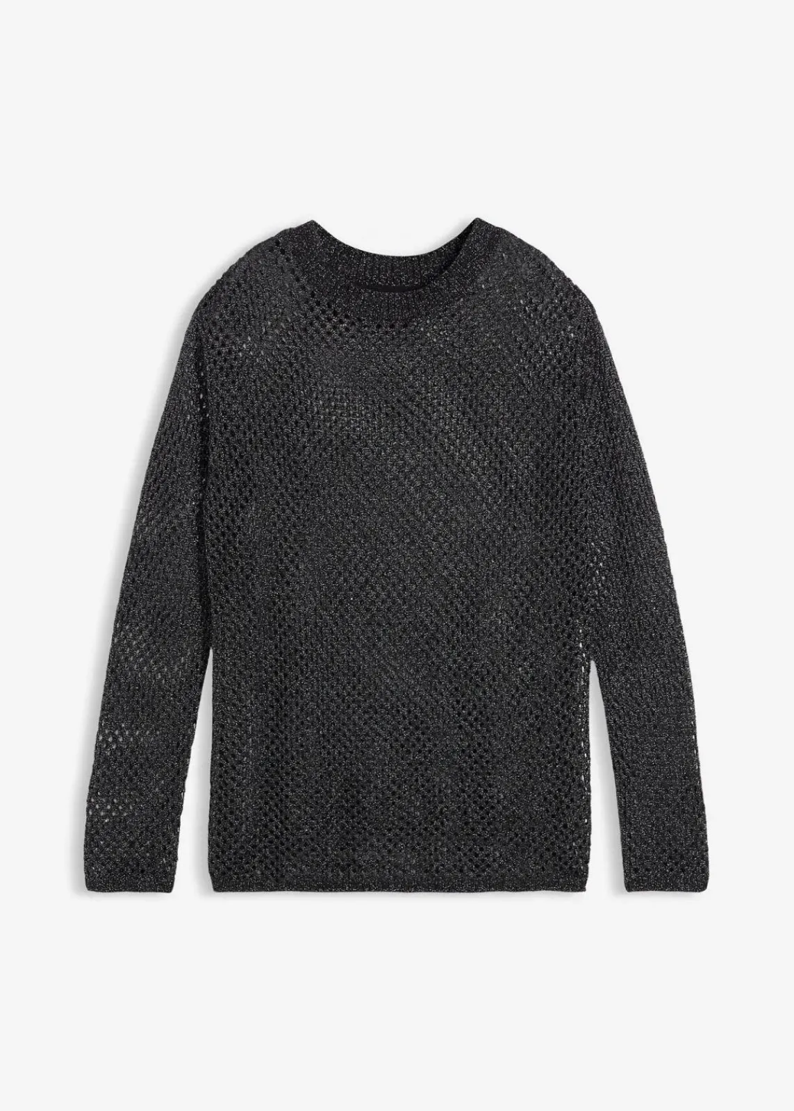 bonprix Bekleidung·Umstandsmode|Bekleidung·Jeans^Ajour-Pullover mit Glitzergarn schwarz