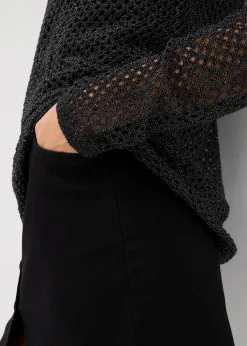 bonprix Bekleidung·Umstandsmode|Bekleidung·Jeans^Ajour-Pullover mit Glitzergarn schwarz