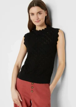 bonprix Bekleidung·Umstandsmode|Bekleidung·Jeans^Ajour-Pullunder aus Baumwoll-Mix schwarz