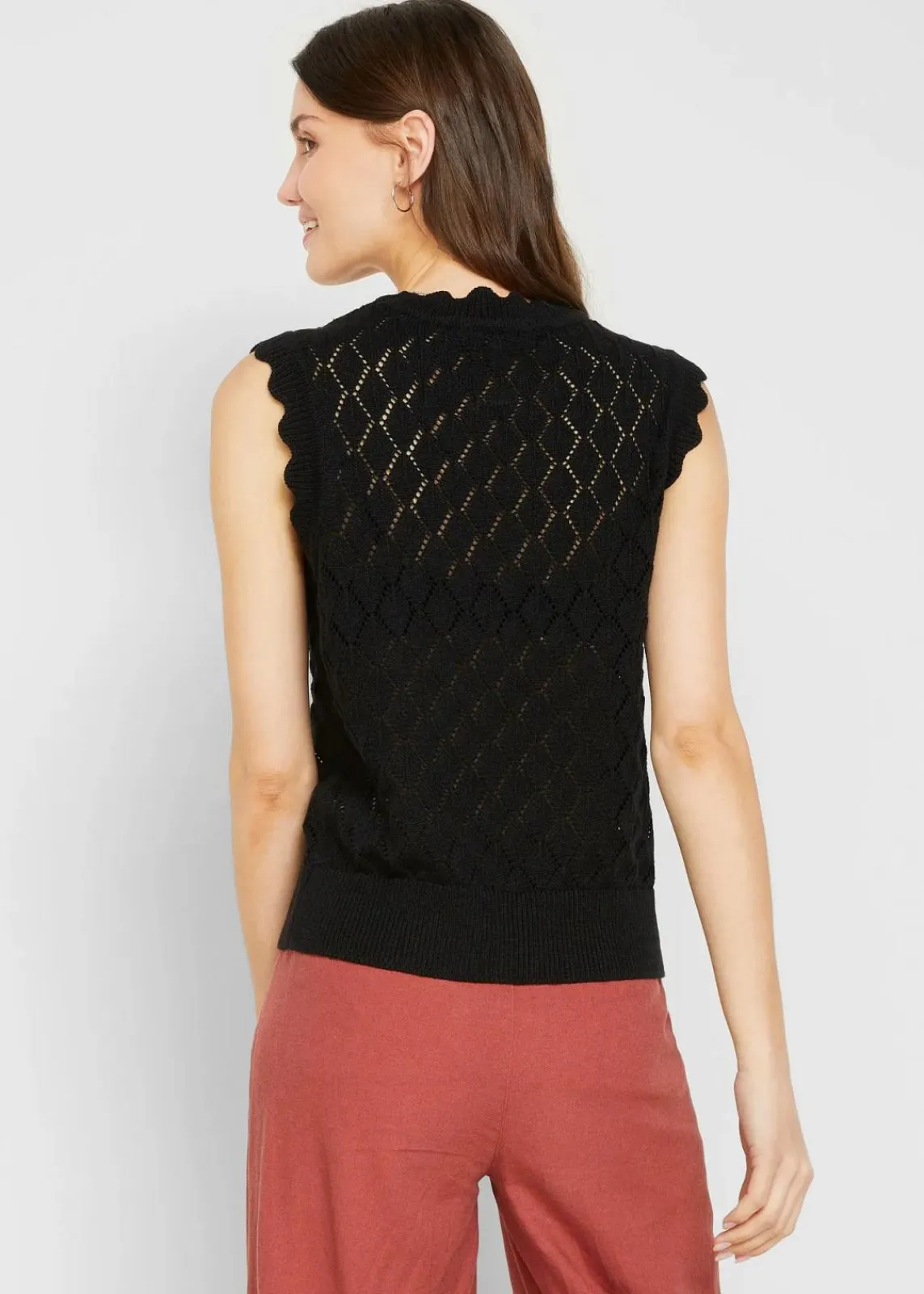 bonprix Bekleidung·Umstandsmode|Bekleidung·Jeans^Ajour-Pullunder aus Baumwoll-Mix schwarz