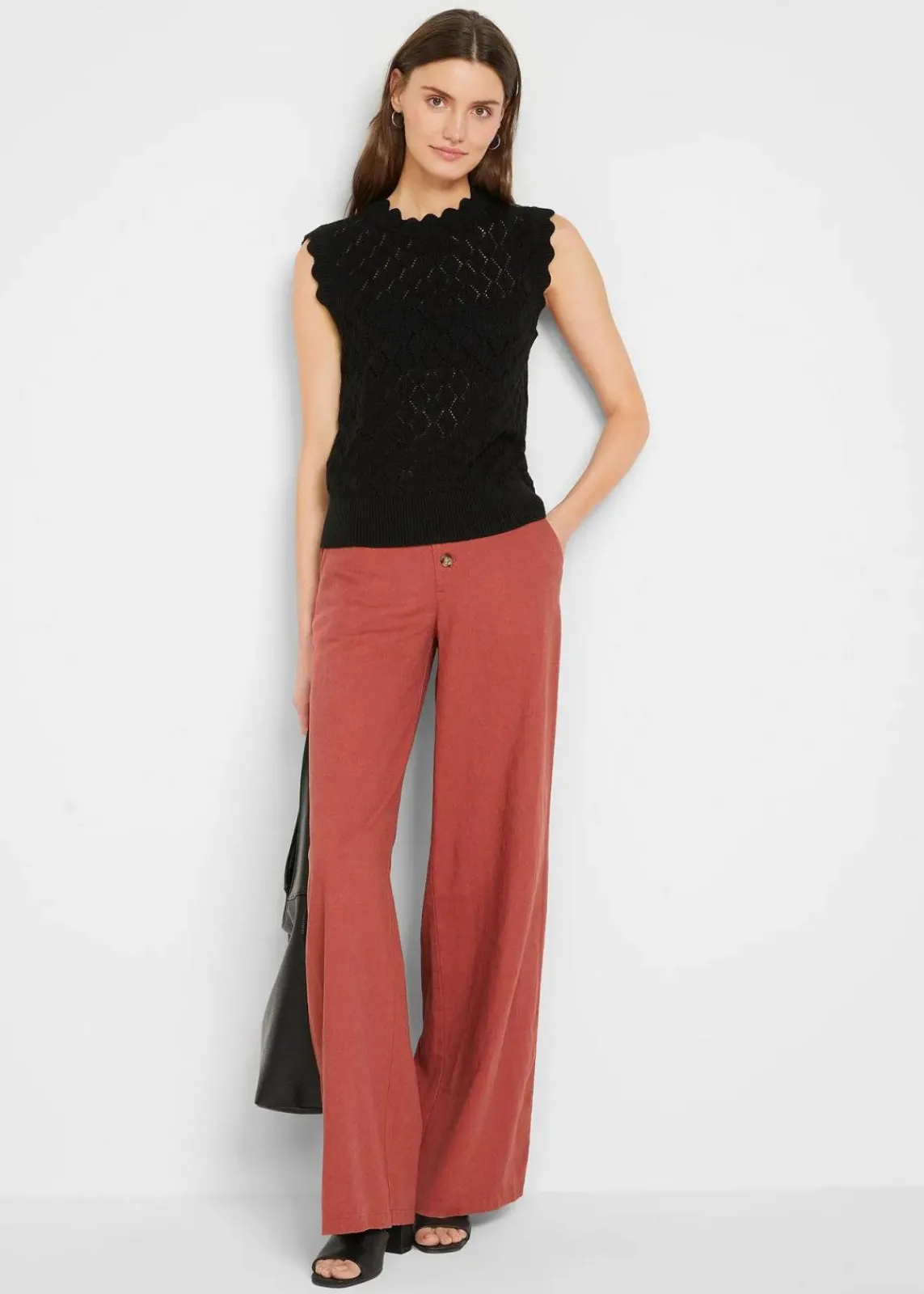 bonprix Bekleidung·Umstandsmode|Bekleidung·Jeans^Ajour-Pullunder aus Baumwoll-Mix schwarz