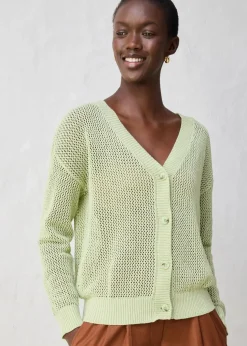 bonprix Bekleidung·Umstandsmode|Bekleidung·Jeans^Ajour-Strickjacke kreidegrün