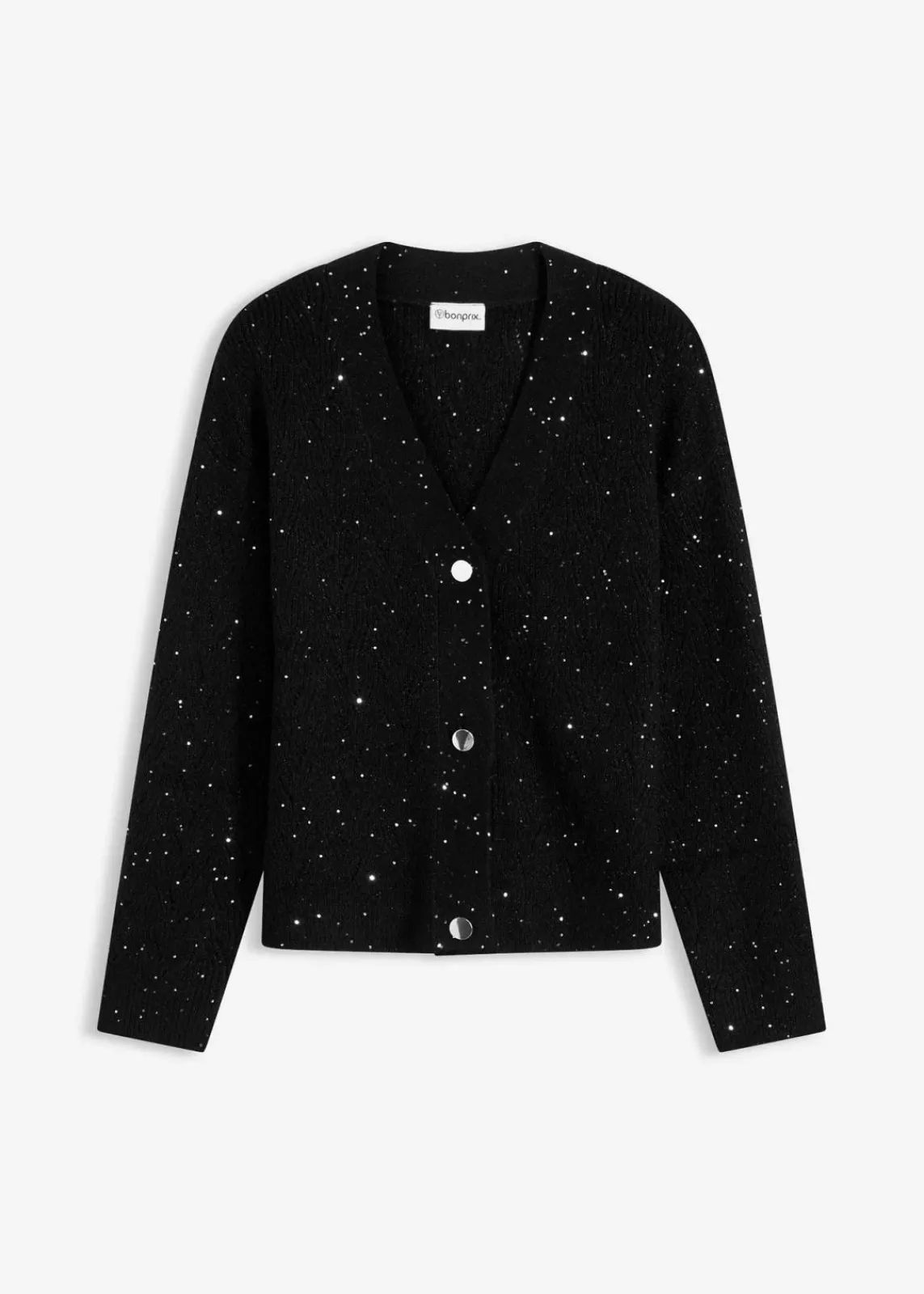 bonprix Pullover & Strickjacken|Strickmode^Ajour-Strickjacke schwarz