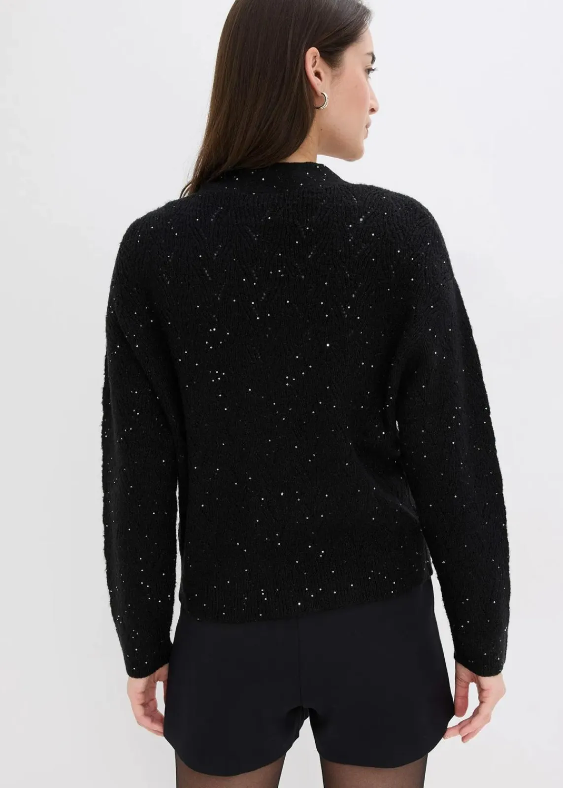 bonprix Pullover & Strickjacken|Strickmode^Ajour-Strickjacke schwarz