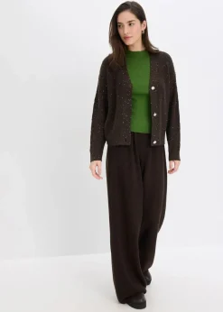 bonprix Bekleidung·Umstandsmode|Bekleidung·Jeans^Ajour-Strickjacke dunkelbraun