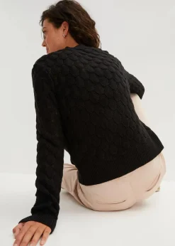 bonprix Bekleidung·Umstandsmode|Strickmode^Ajour-Strickjacke schwarz