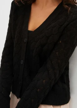bonprix Bekleidung·Umstandsmode|Strickmode^Ajour-Strickjacke schwarz