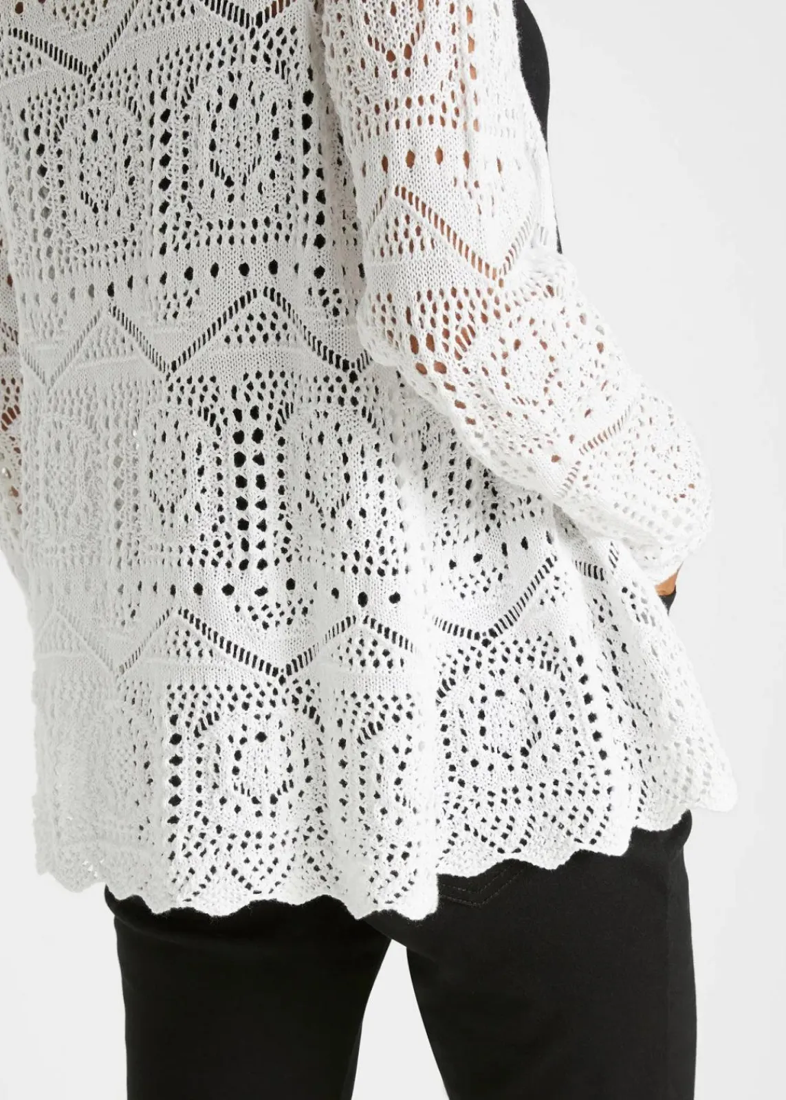 bonprix Bekleidung·Umstandsmode|Strickmode^Ajour-Strickjacke weiß