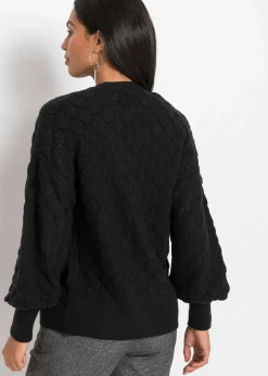 bonprix Bekleidung·Umstandsmode|Strickmode^Ajour-Strickjacke schwarz