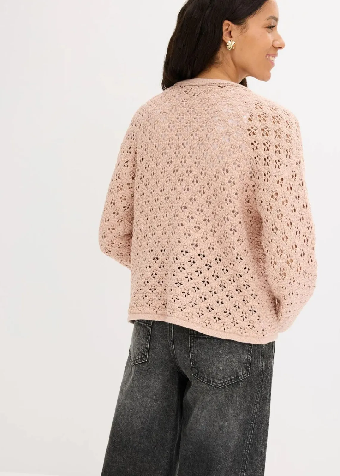 bonprix Bekleidung·Umstandsmode|Pullover & Strickjacken^Ajour-Strickjacke mattbeige