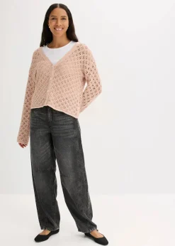 bonprix Bekleidung·Umstandsmode|Pullover & Strickjacken^Ajour-Strickjacke mattbeige